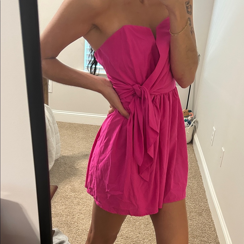 Elegant Pink Strapless Romper